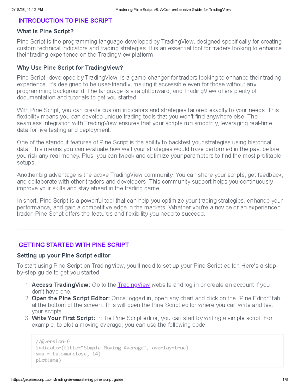 Mastering Pine Script v6: A Complete Guide for TradingView Users - Studocu