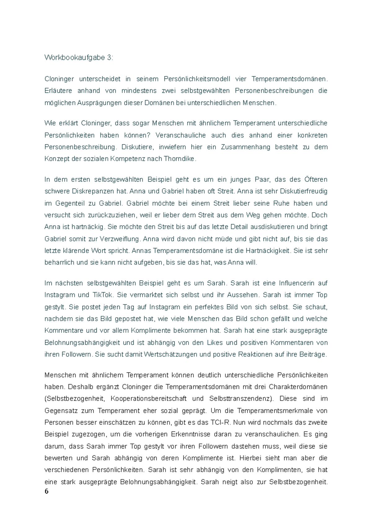 Workbookaufgabe: Cloningers Temperaments- und Charaktermodelle in der ...