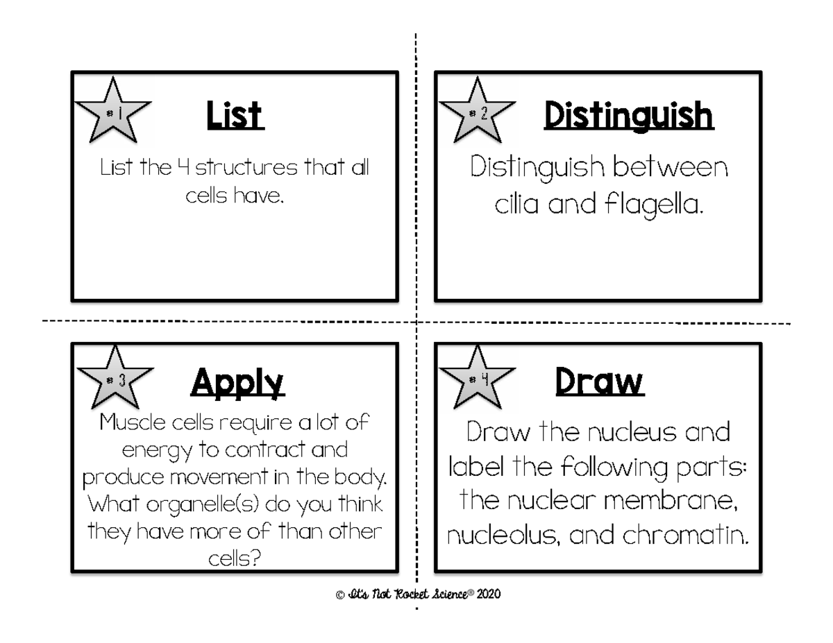 Task Cards - Organelles: Cell Structures & Functions Analysis - Studocu