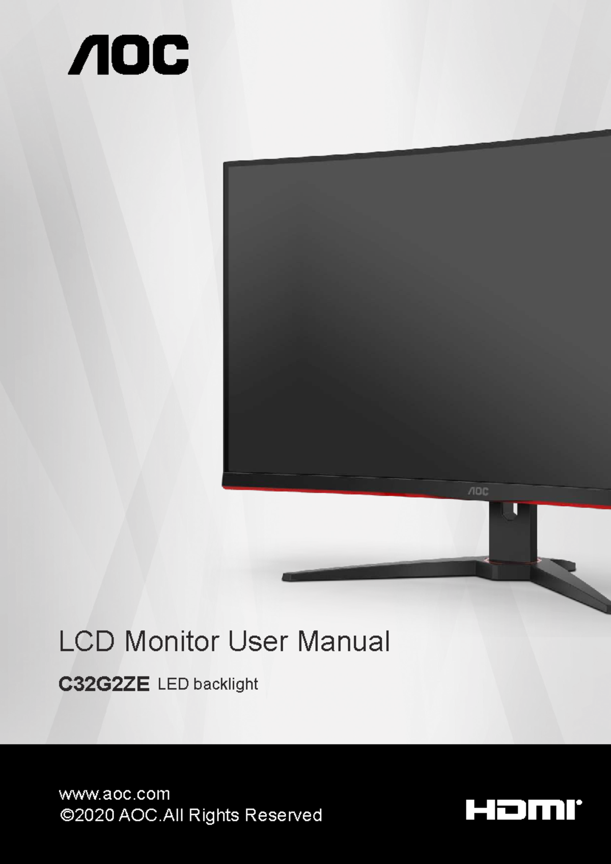 Pi7963 - AOC C32G2ZE LCD Monitor User Manual and Setup Guide - Studocu