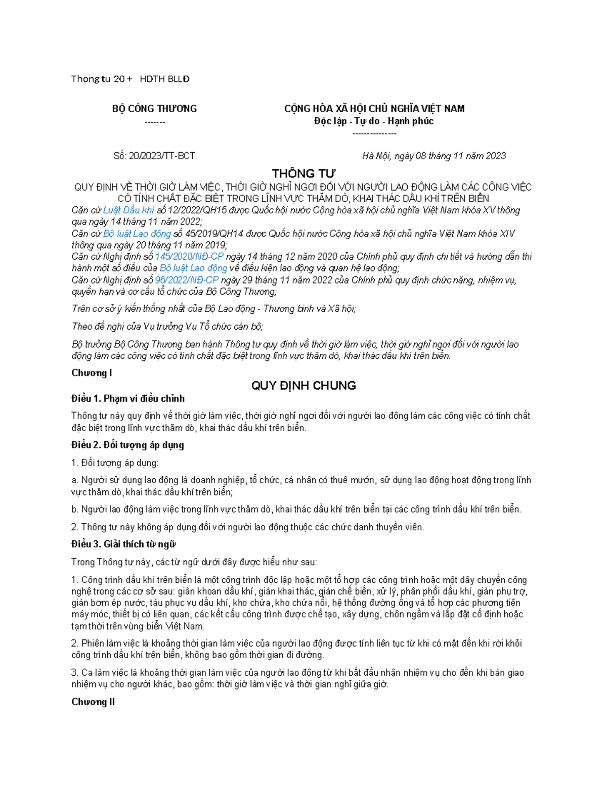 Thông tư 20/2023 HDTH BLLĐ: Quy định Thời giờ làm việc và Nghỉ ngơi ...