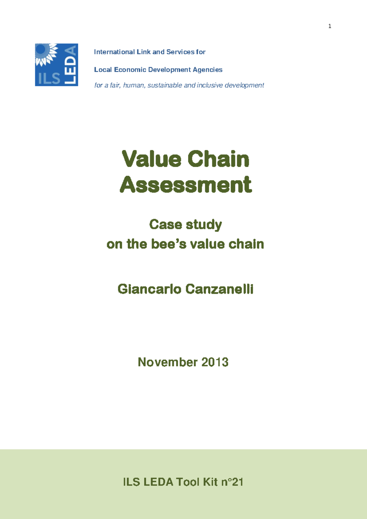 Value Chain Assessment Case Study: ILS LEDA Tool Kit 1 - Studocu