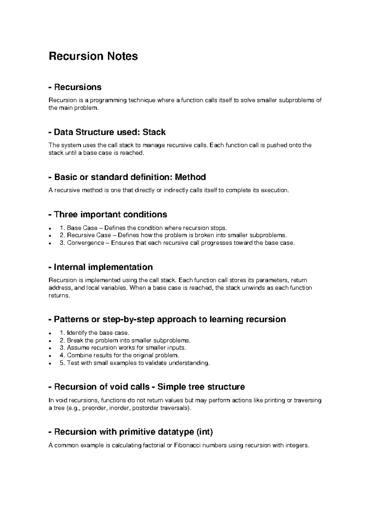 Recursion Notes - CS101: Understanding Recursive Functions and ...