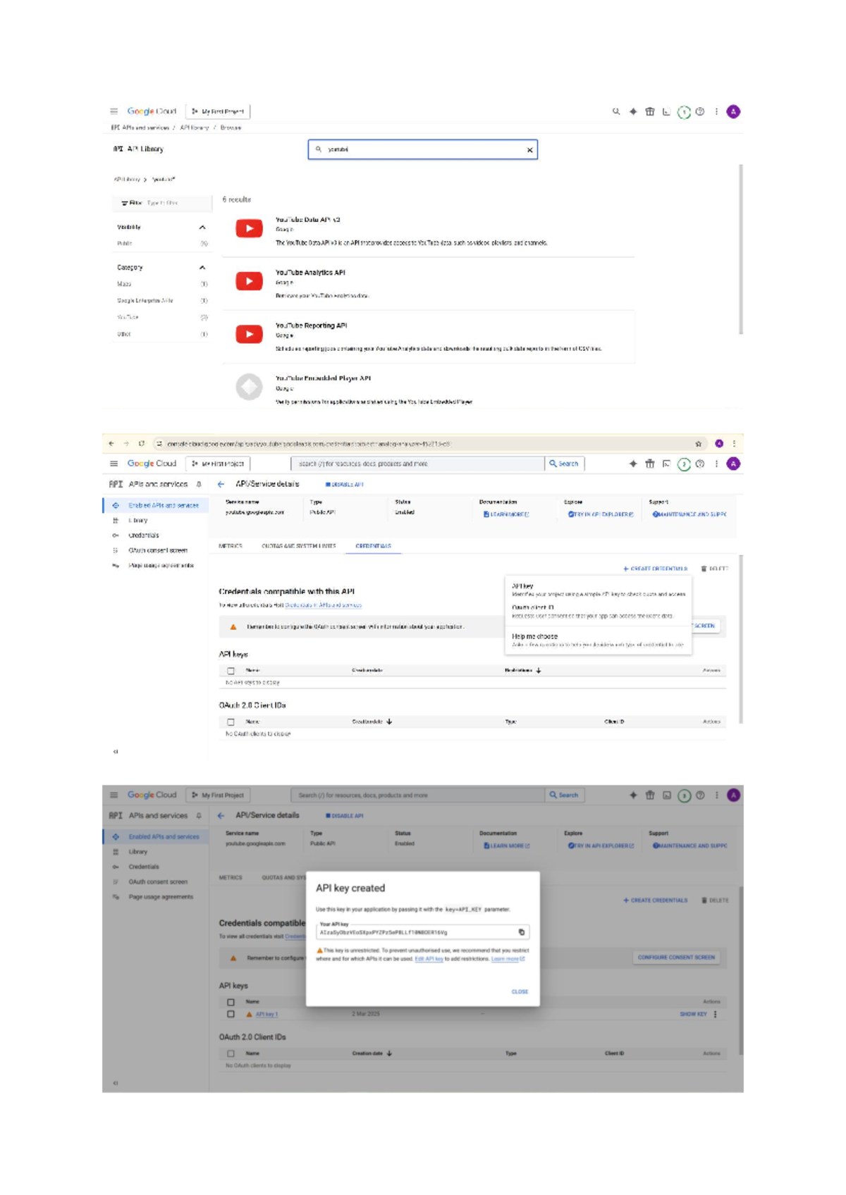 Google Cloud My First Project: YouTube Data API Overview and Setup ...