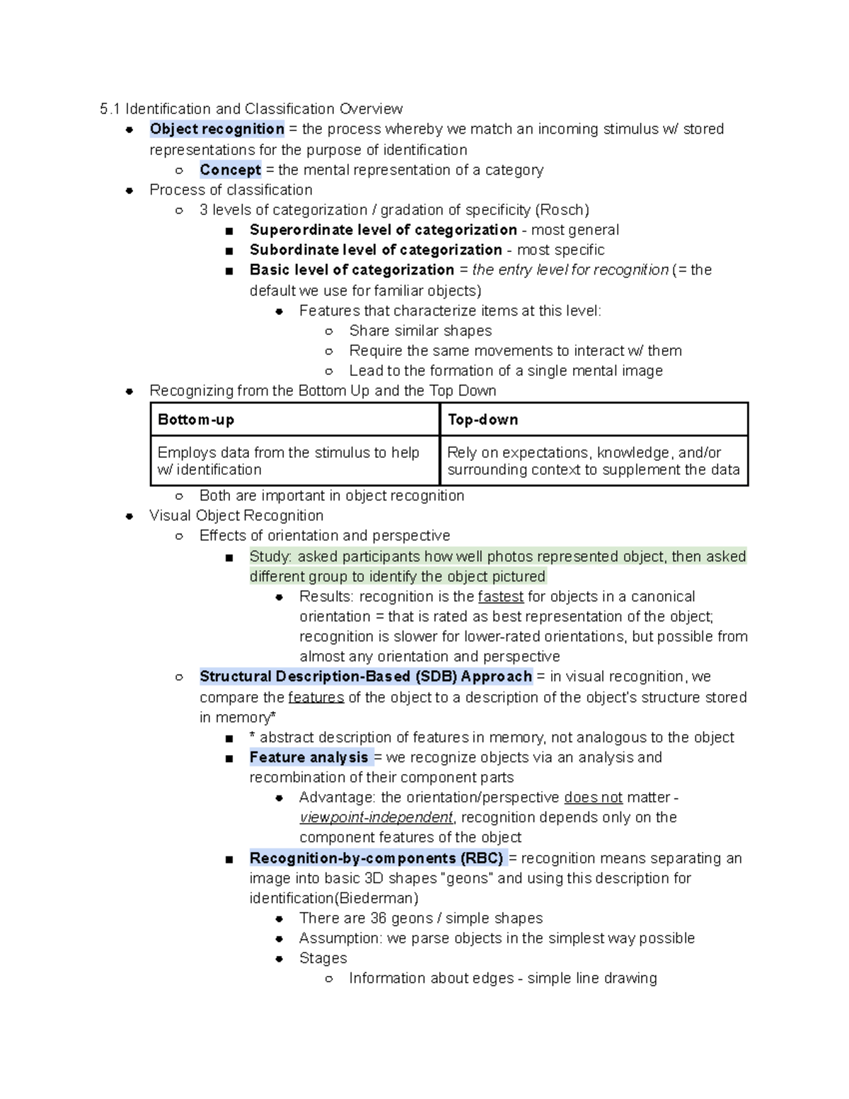 Chapter 5 Concepts and Categories of Object Recognition - 5 ...