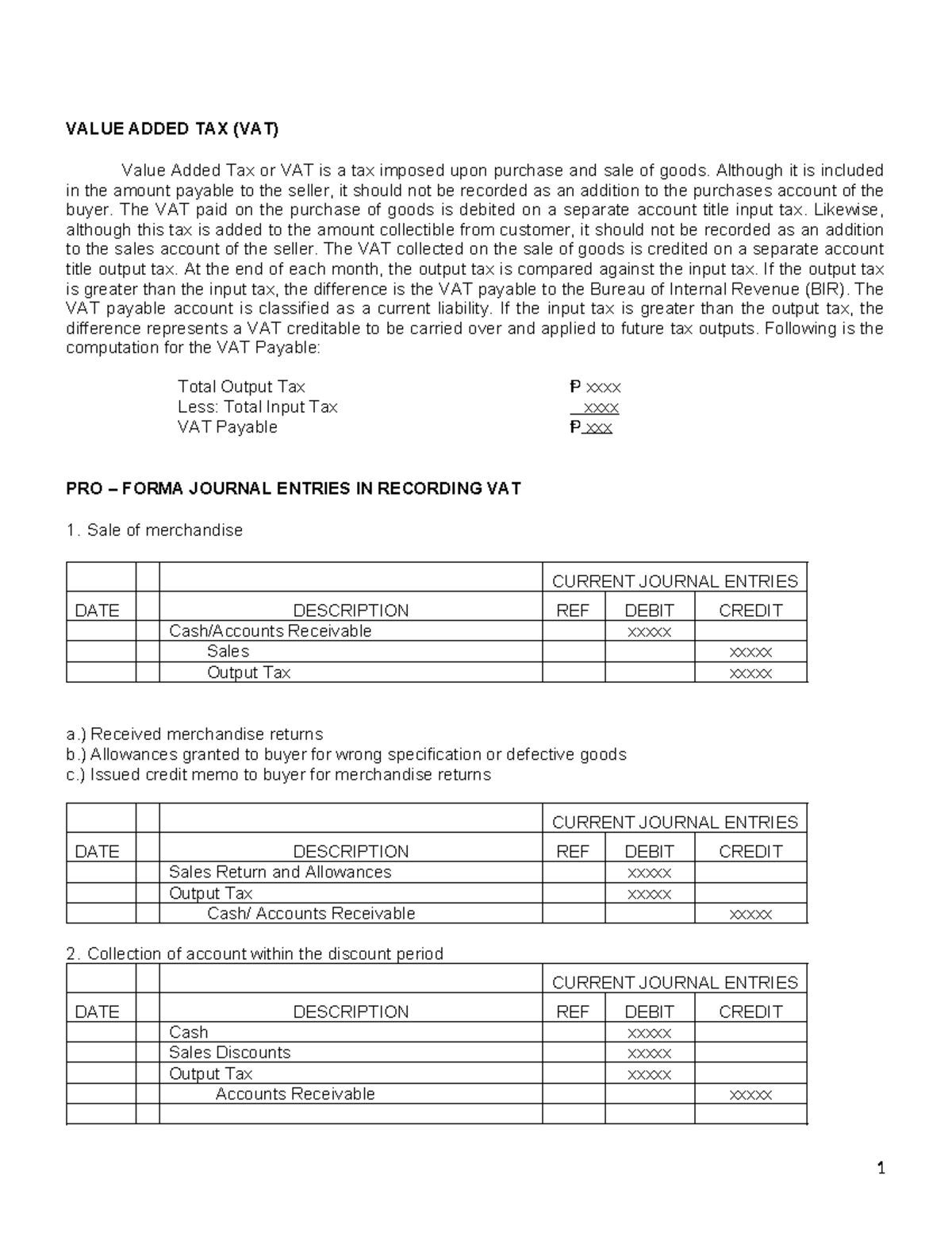VAT Practice Materials: Understanding Value Added Tax Accounting - Studocu