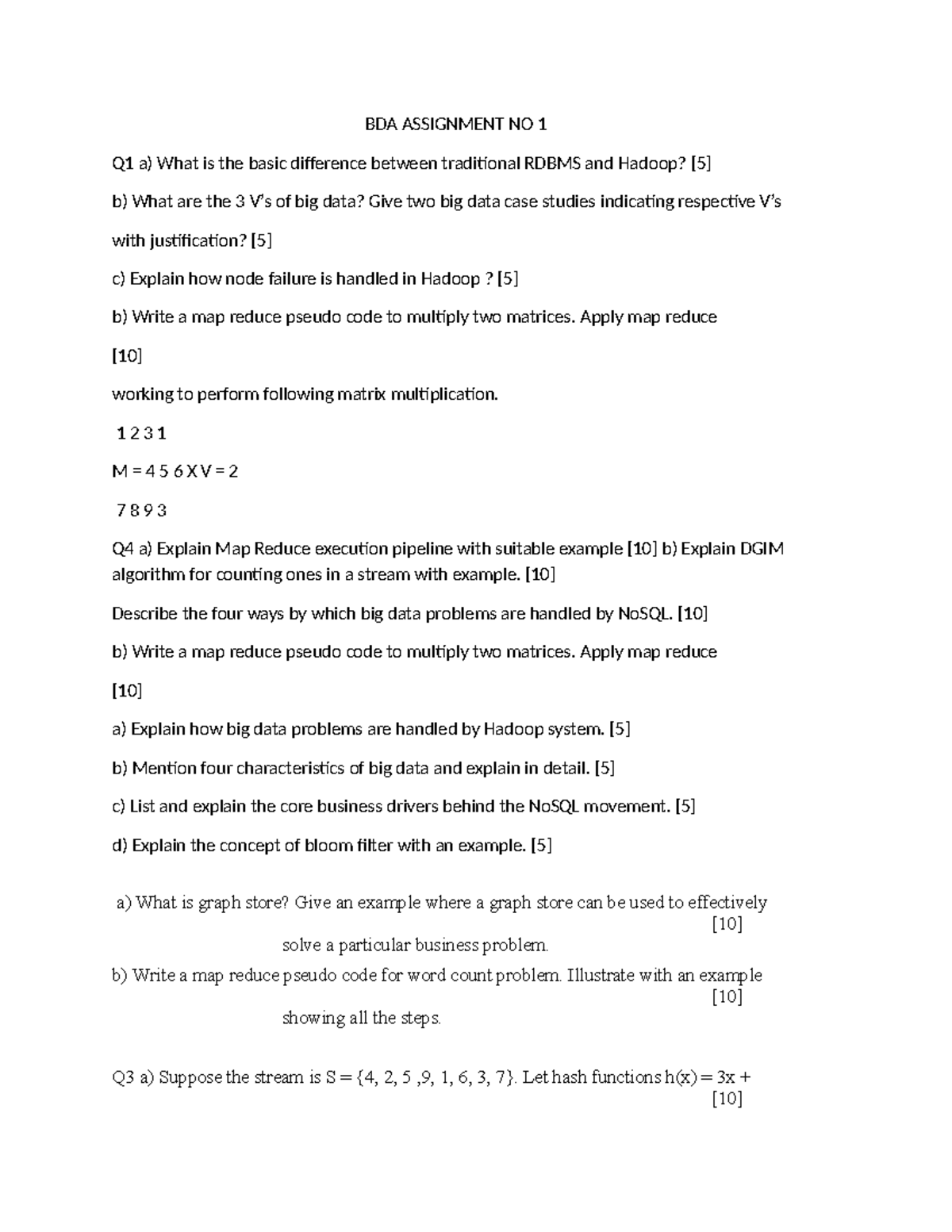 BDA Assignment 1: Exploring RDBMS vs Hadoop & Big Data Concepts - Studocu