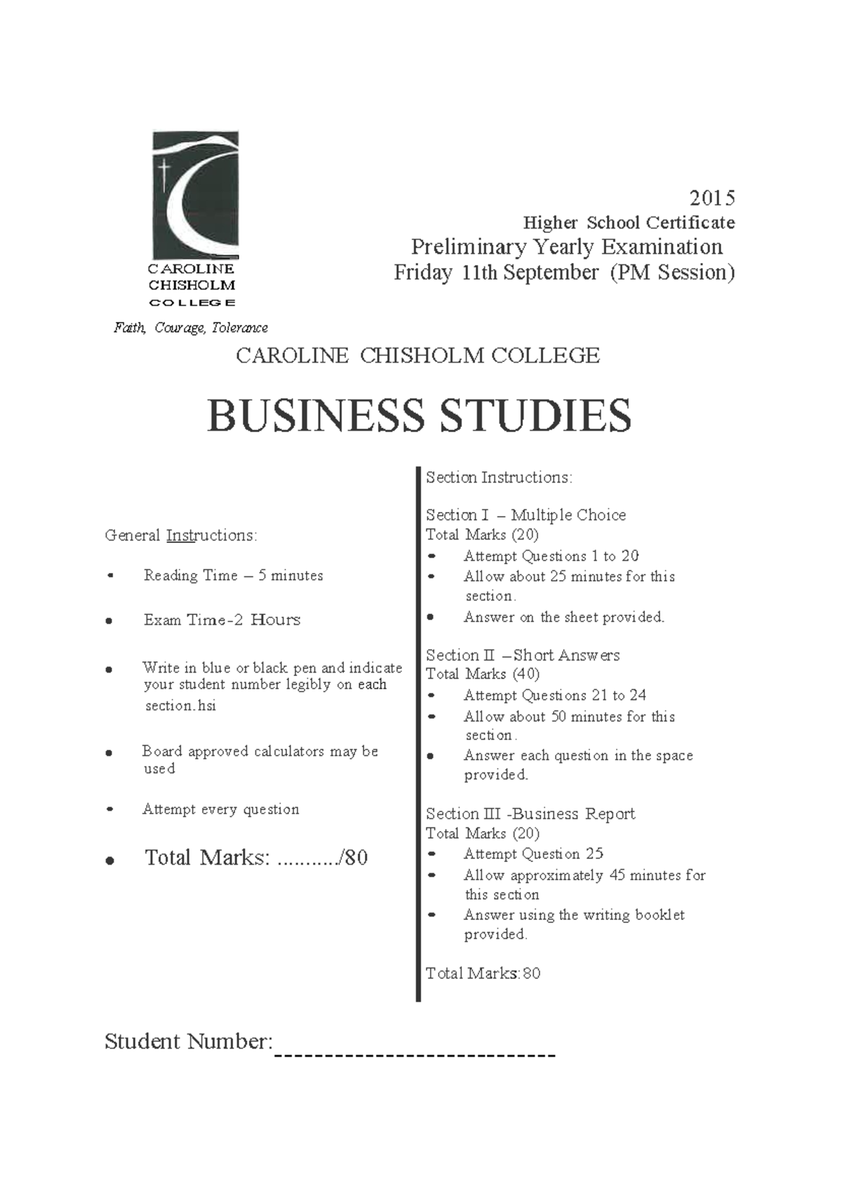 2015 HSC Preliminary Business Studies Yearly Exam - Studocu