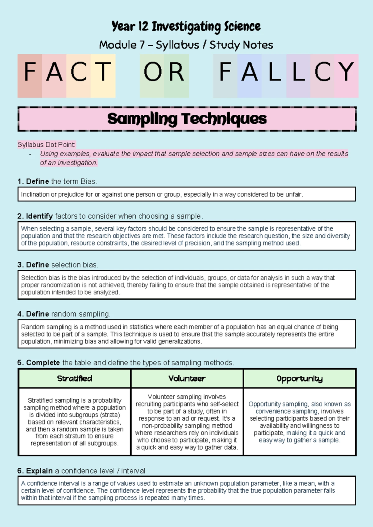 Year 12 Investigating Science M8: Science and Society Study Notes - Studocu