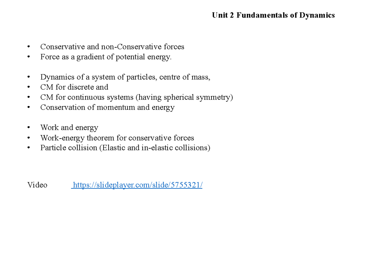 U2-Mech(ii) Final Exam Notes on Dynamics and Centre of Mass - Studocu