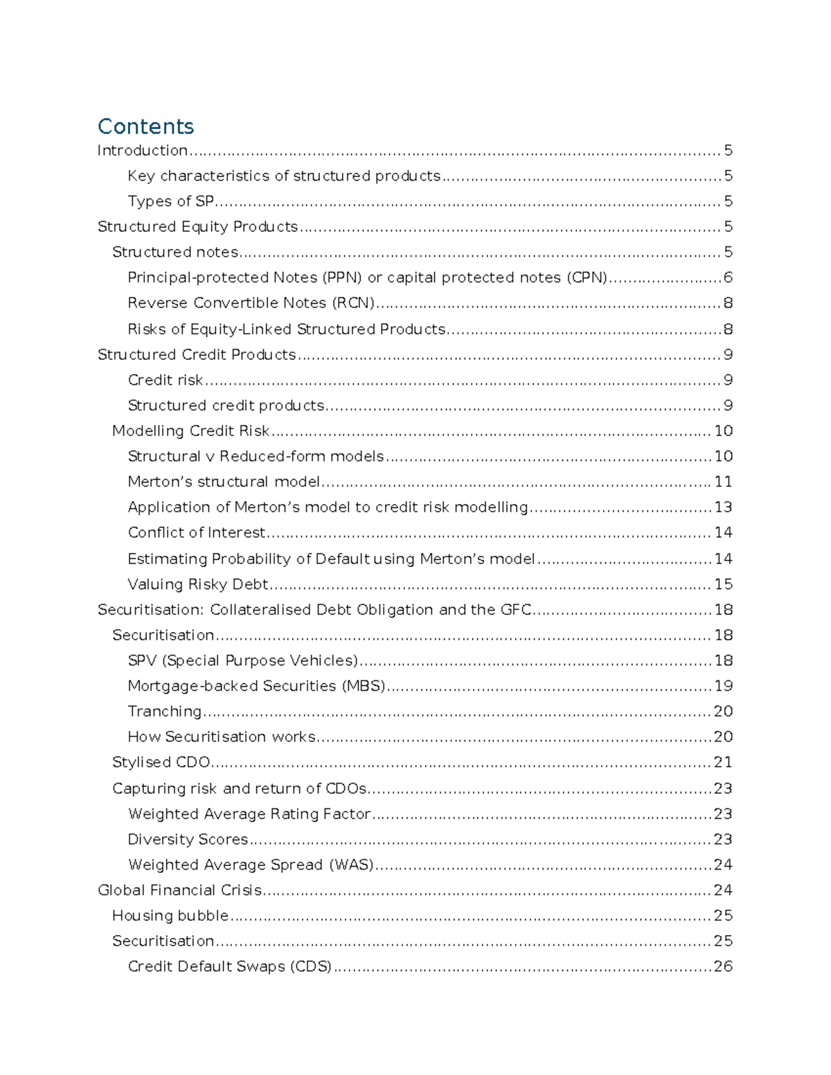 Structured Products Notes: Key Characteristics and Risks - Studocu