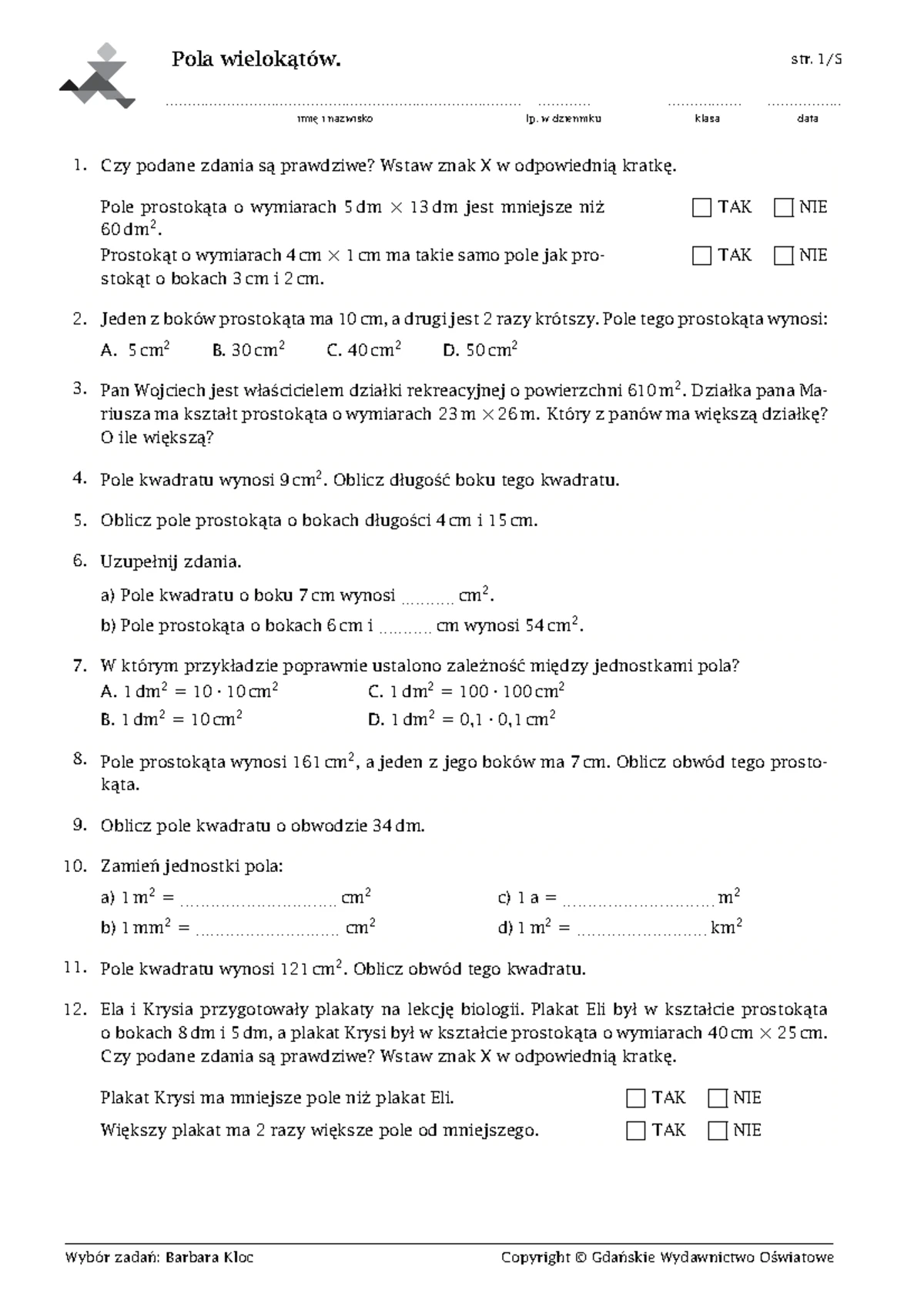 Sprawdzian Z Dzialu Walce Stozki I Kule Online www.studocu.com