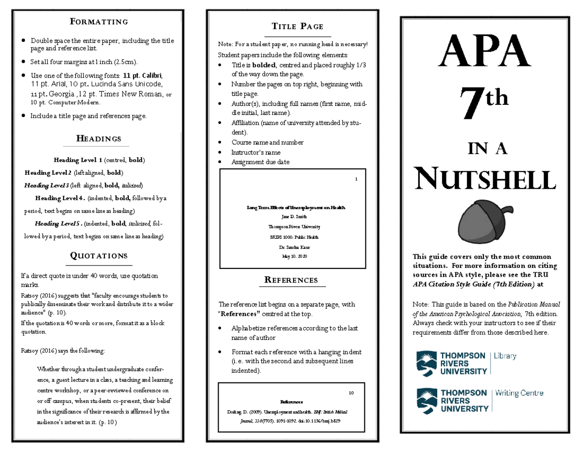 APA 7th Edition Formatting Guidelines for Student Papers - Studocu