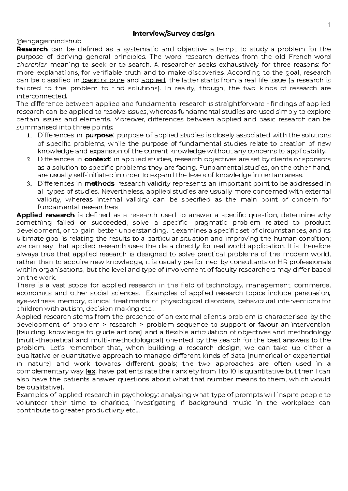 Research Design and Methodology: Interview and Survey Techniques ...