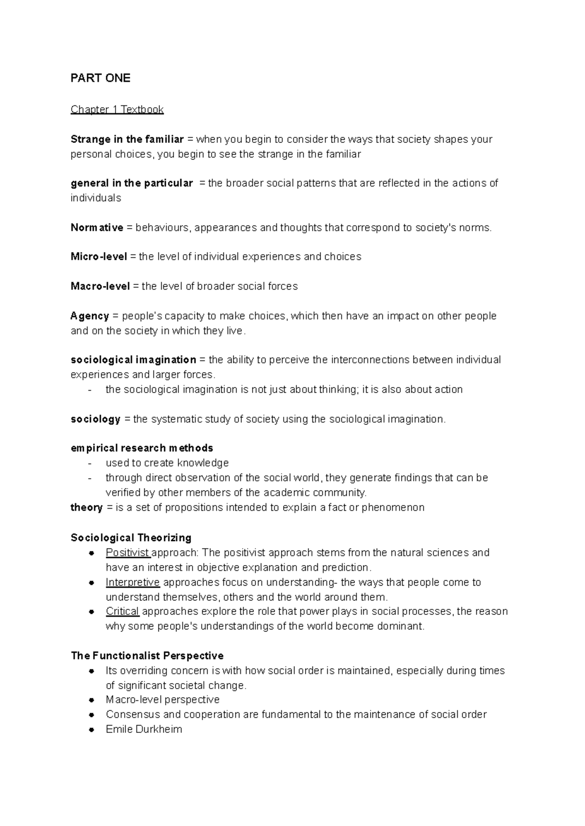 Sociology 1025 Midterm Study Guide: Key Concepts and Theories - Studocu