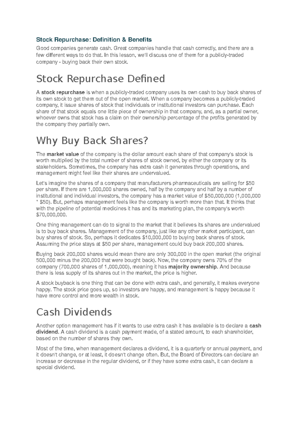 Stock Repurchase - Definitions - Stock Repurchase: Definition ...