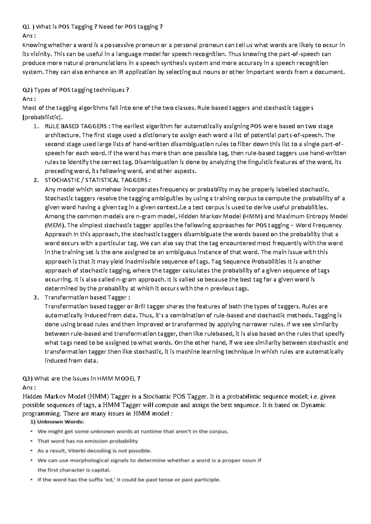 NLP Concepts - Key Questions and Answers for Exam Preparation - Studocu
