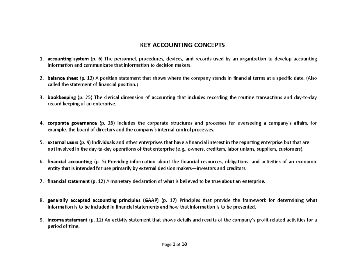 Key accounting concepts - KEY ACCOUNTING CONCEPTS 1. accounting system ...