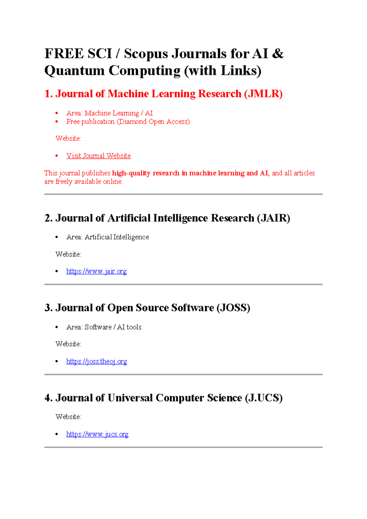 FREE SCI Journals for AI & Quantum Computing Resources - Studocu