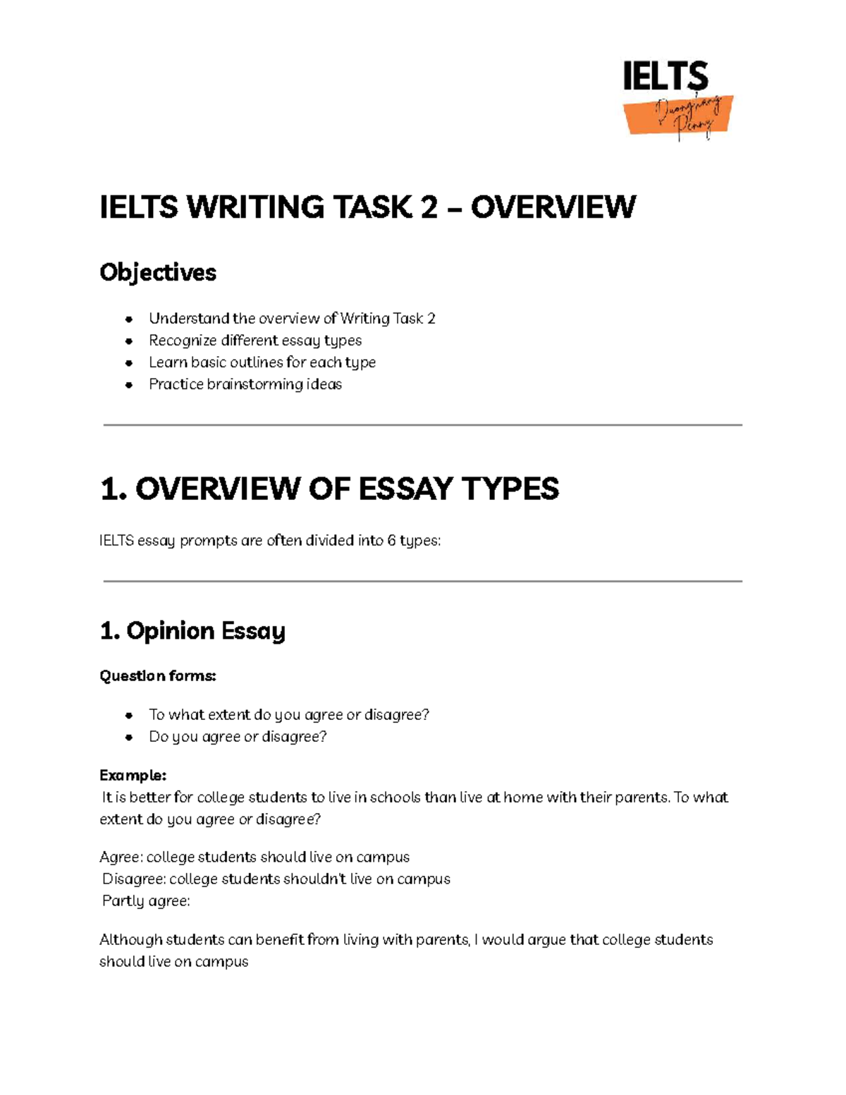 IELTS Writing Task 2: Comprehensive Overview and Essay Types - Studocu