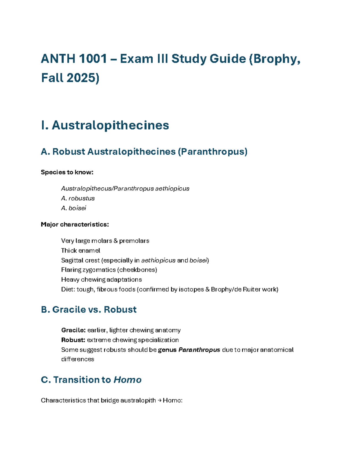 ANTH 1001 – Exam III Study Guide - Studocu