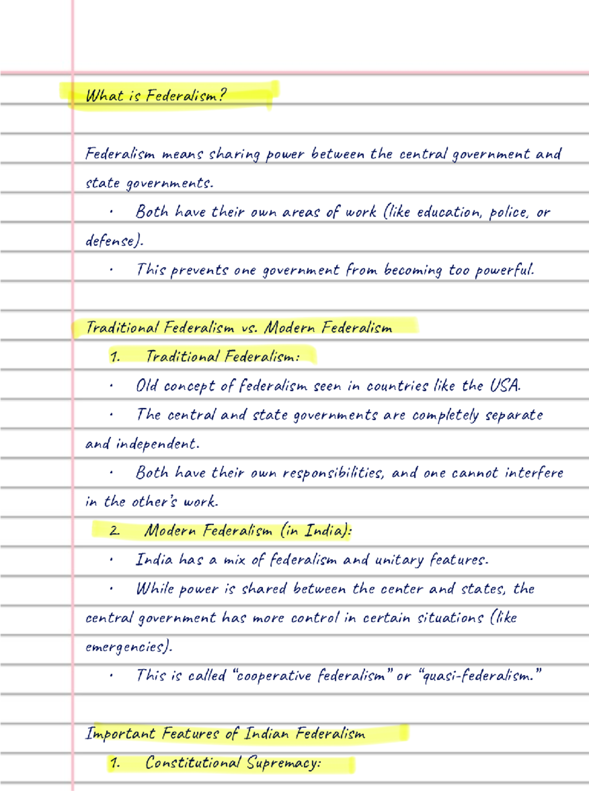 1 - Notes on bns - What is Federalism? Federalism means sharing power ...