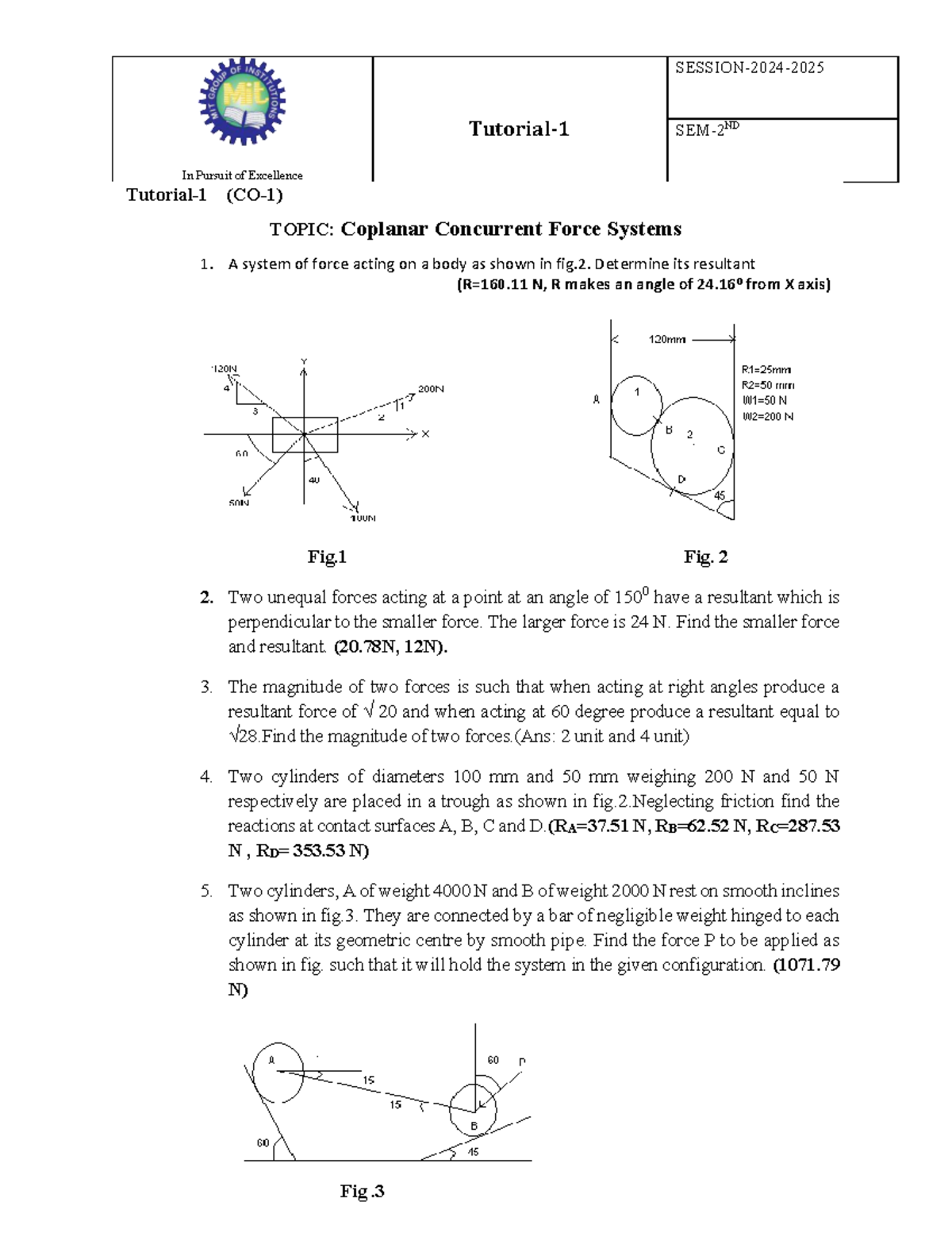 Coplanar Concurrent Force Systems Tutorial 1: Resultant Forces Analysis ...