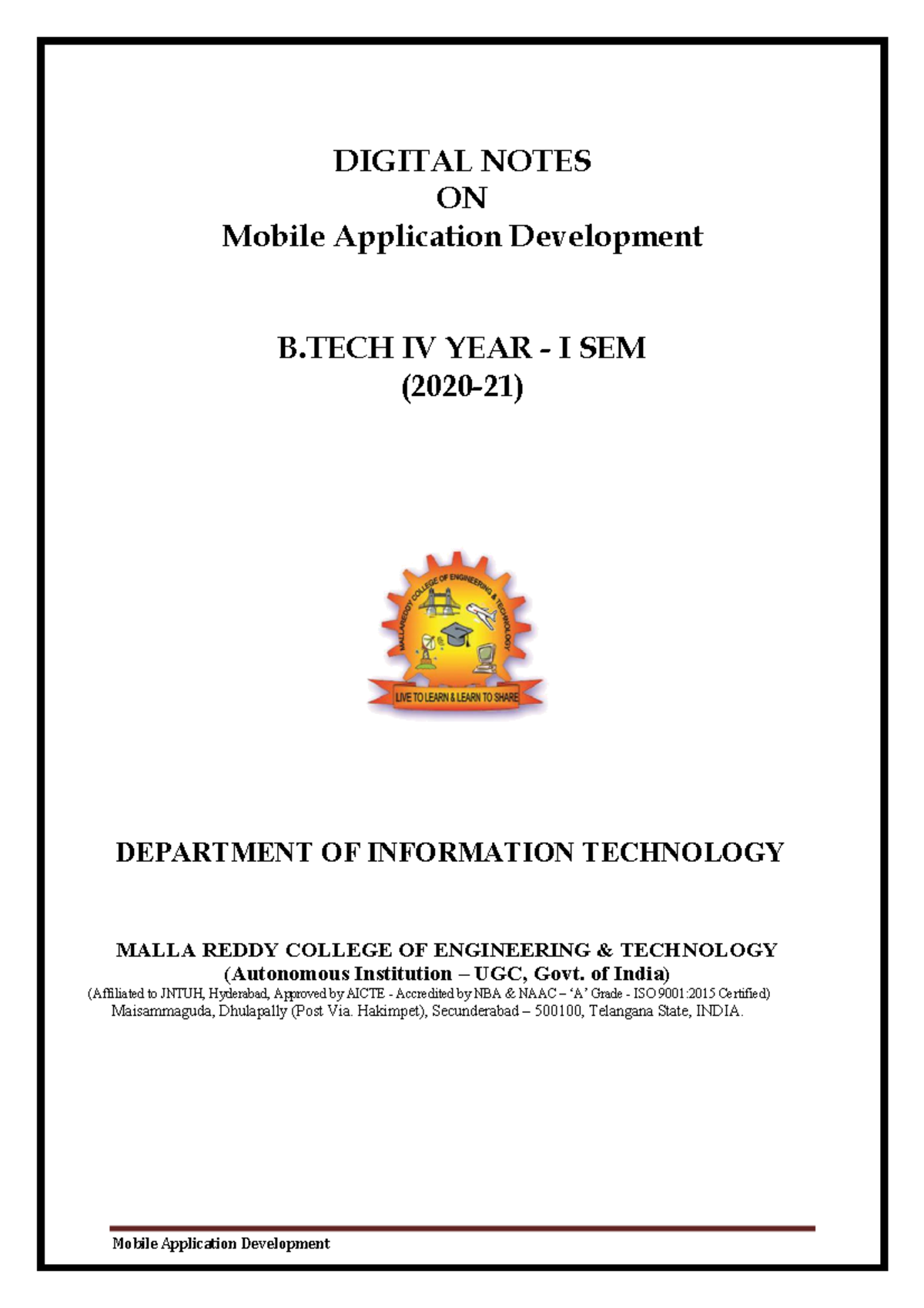 (R17A1206) Digital Notes on Mobile Application Development for B.Tech ...