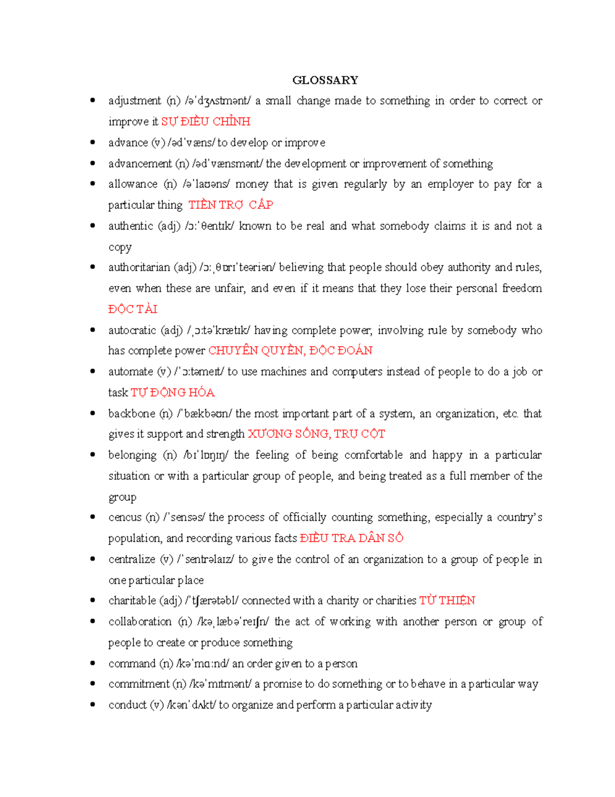Glossary 1: Key Terms from Reading & Listening (Course Code) - Studocu