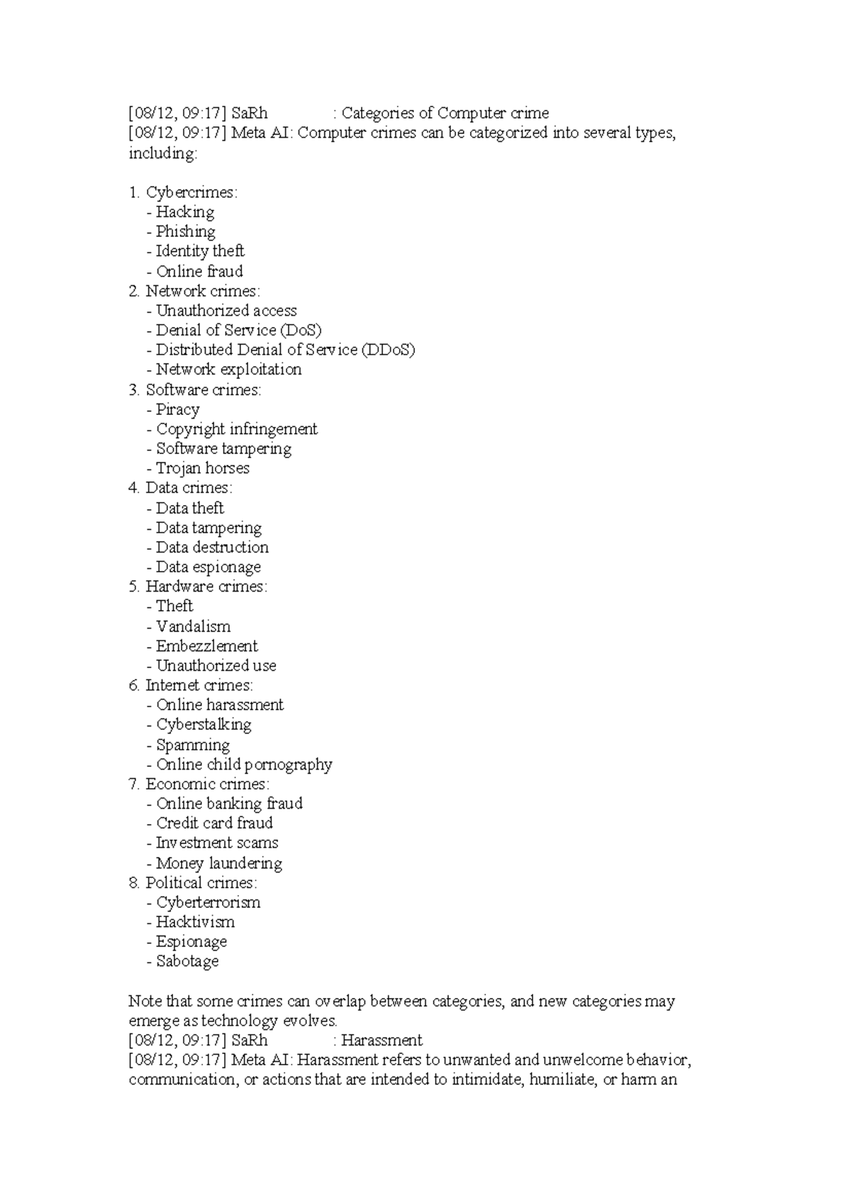 CS-Notes: Categories & Precautions of Computer Crimes and Security ...