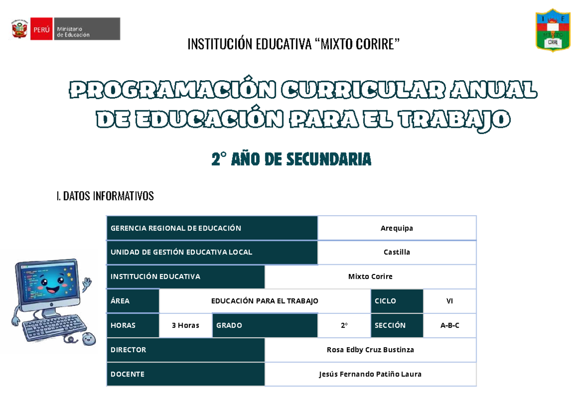 Programación Anual EPT 2DO - Educación para el Trabajo 2026 - Document Preview
