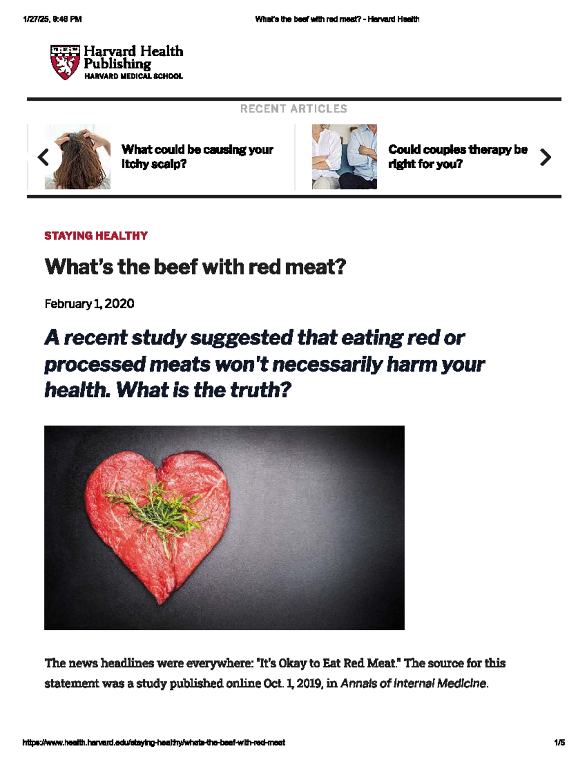 Analysis of Red Meat Health Risks - A Study Overview - Studocu