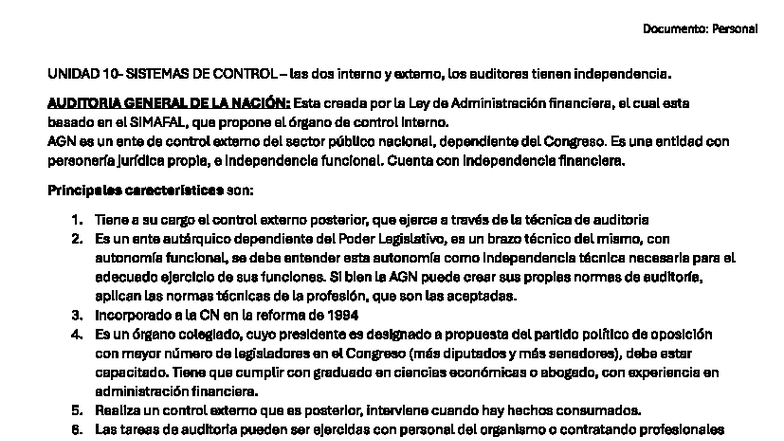 AGN: Auditoría General de la Nación y su Control Externo - Studocu