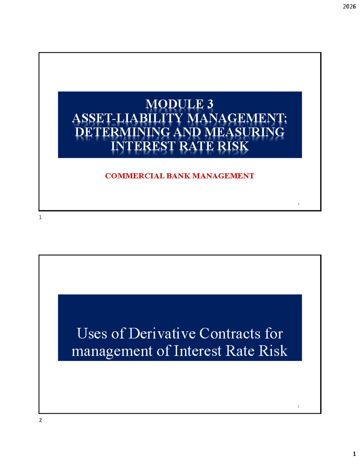 2026 MODULE 3: Managing Interest Rate Risk with Derivatives - Studocu