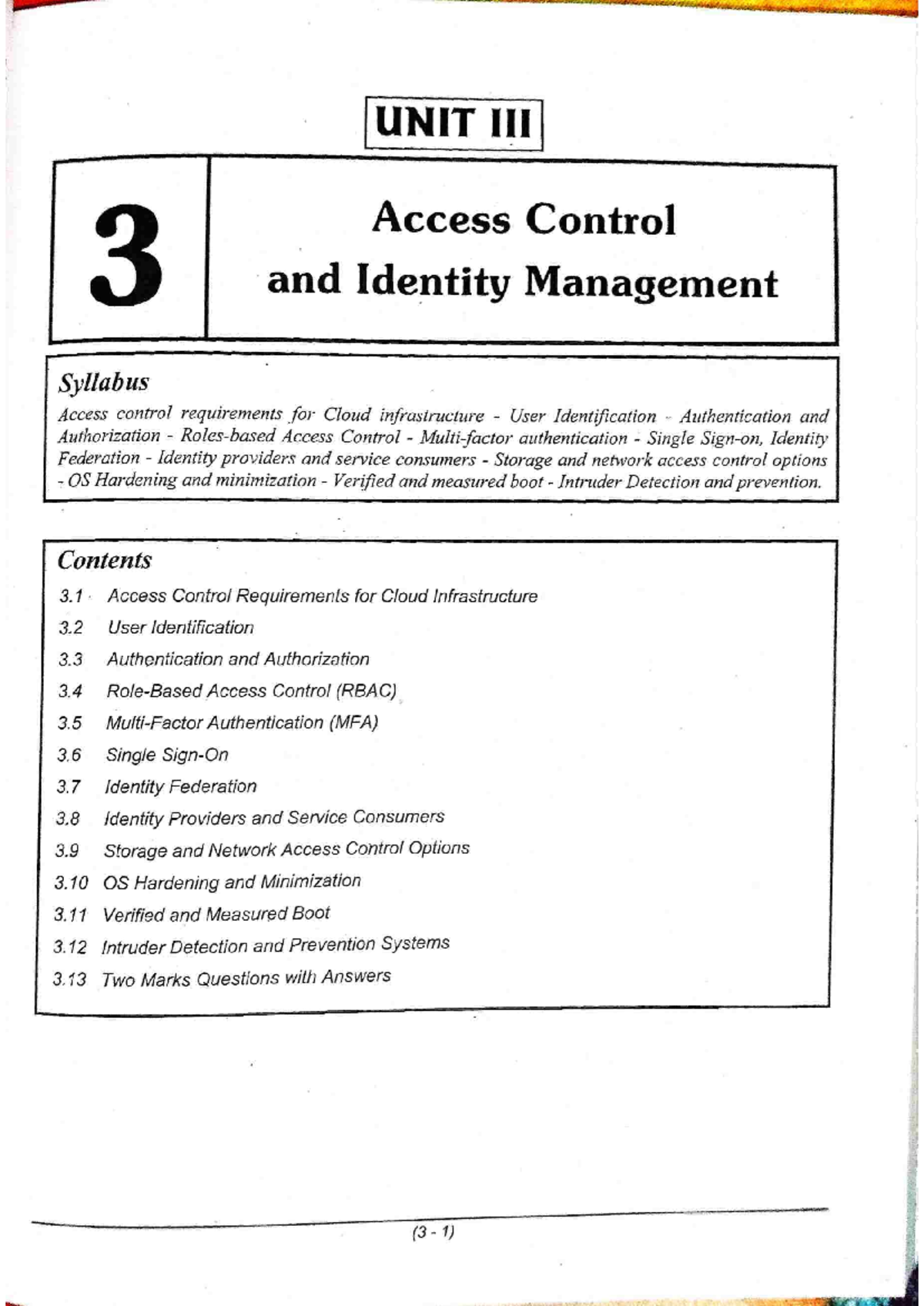 UNIT 3 Access Control & Identity Management Syllabus: Cloud Security ...