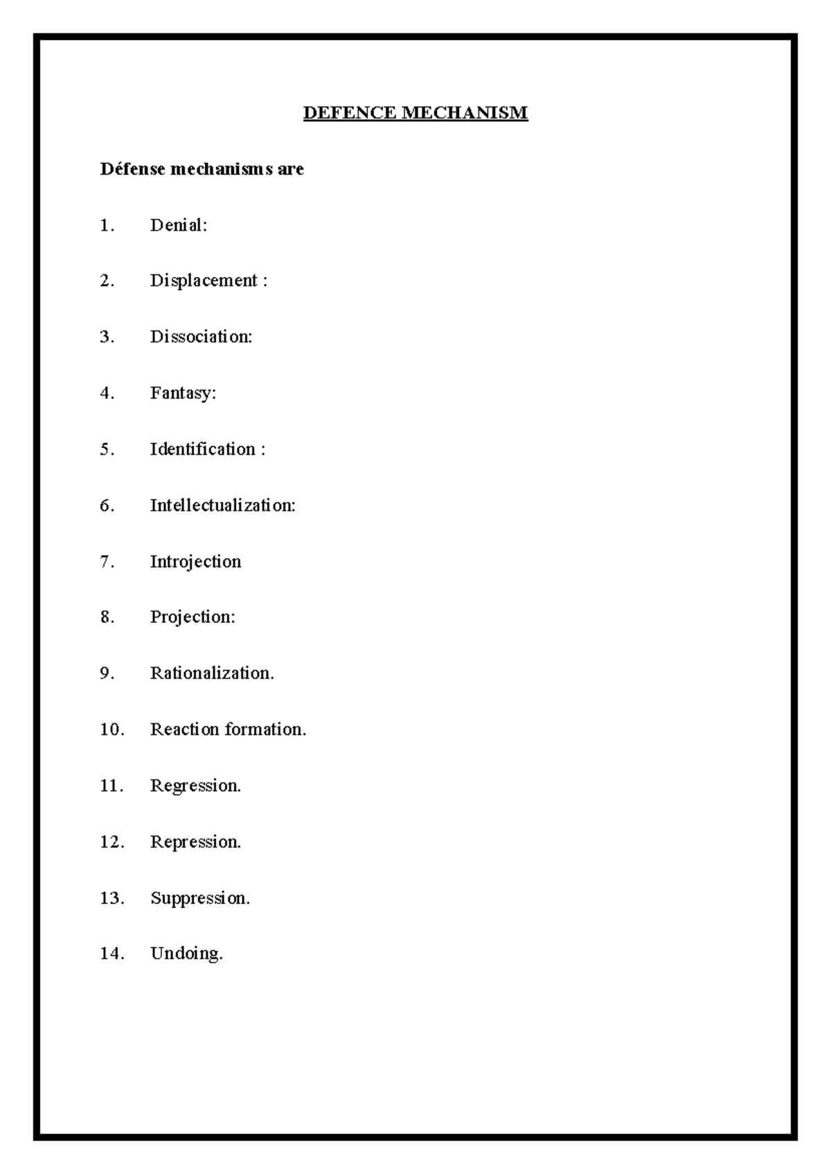 DEFENCE MECHANISMS: An Overview of Key Concepts (PSY 101) - Studocu