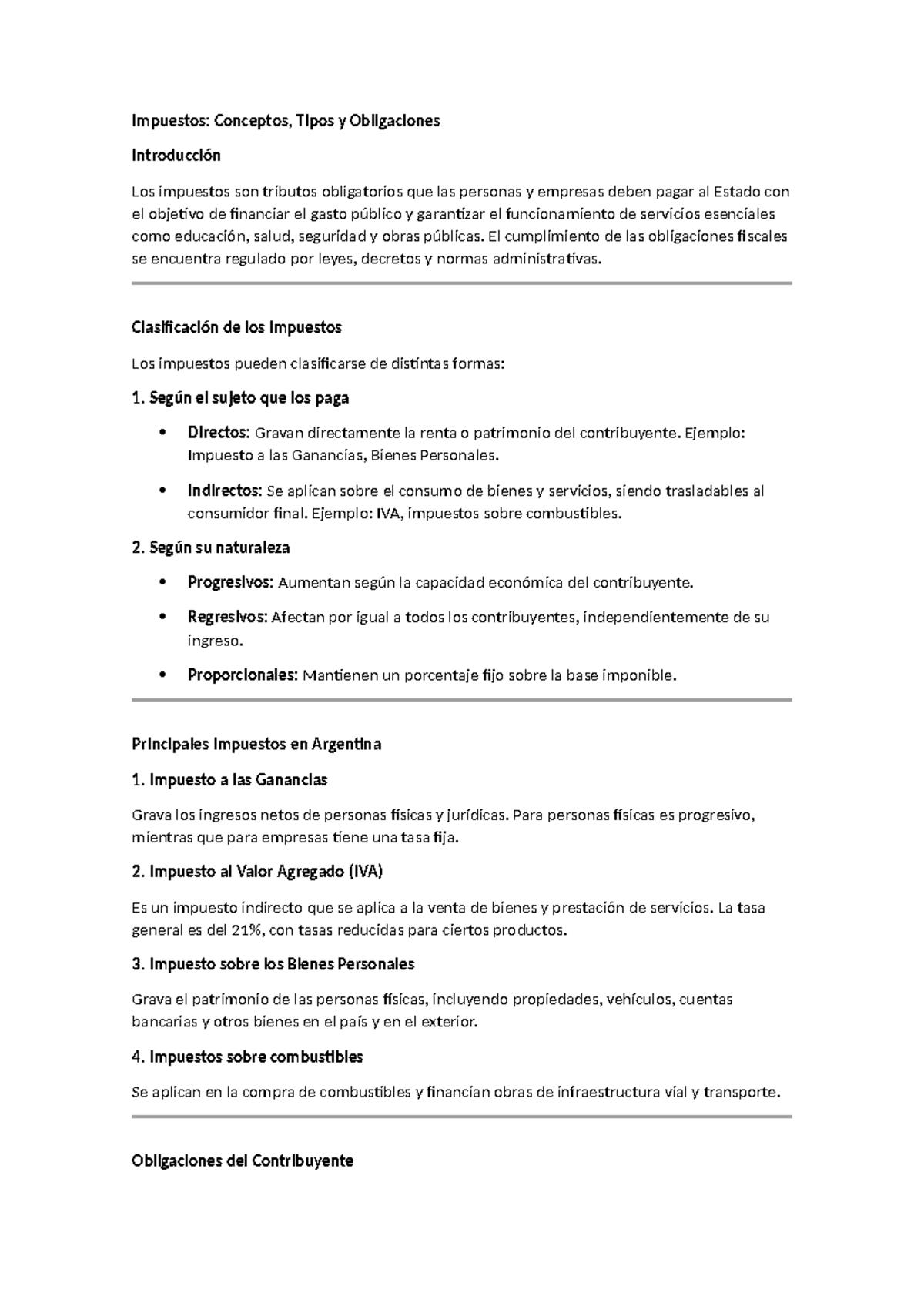 Impuestos: Tipos, Clasificación y Obligaciones Fiscales - Studocu
