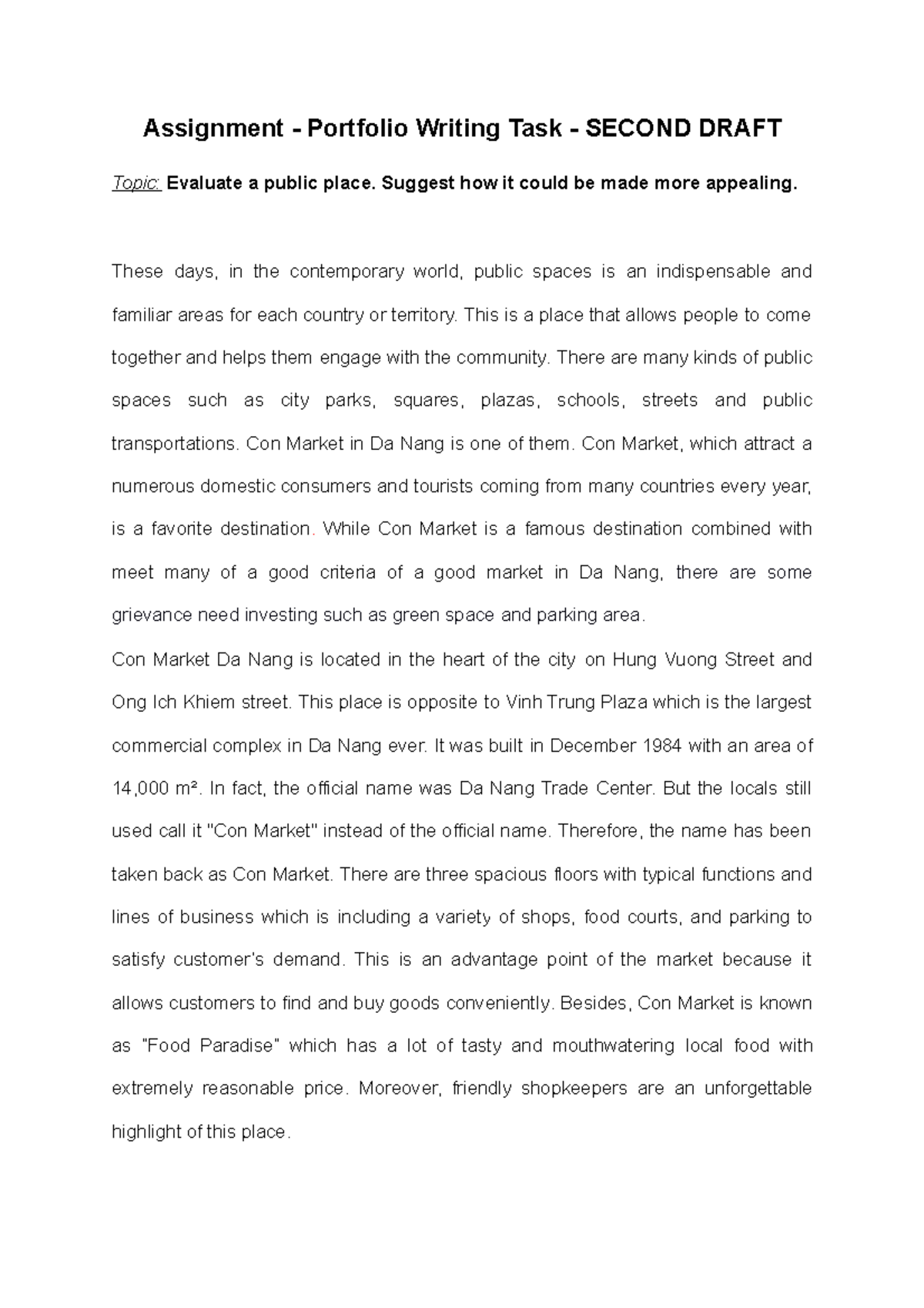 PW Draft - writing - Assignment - Portfolio Writing Task - SECOND DRAFT ...