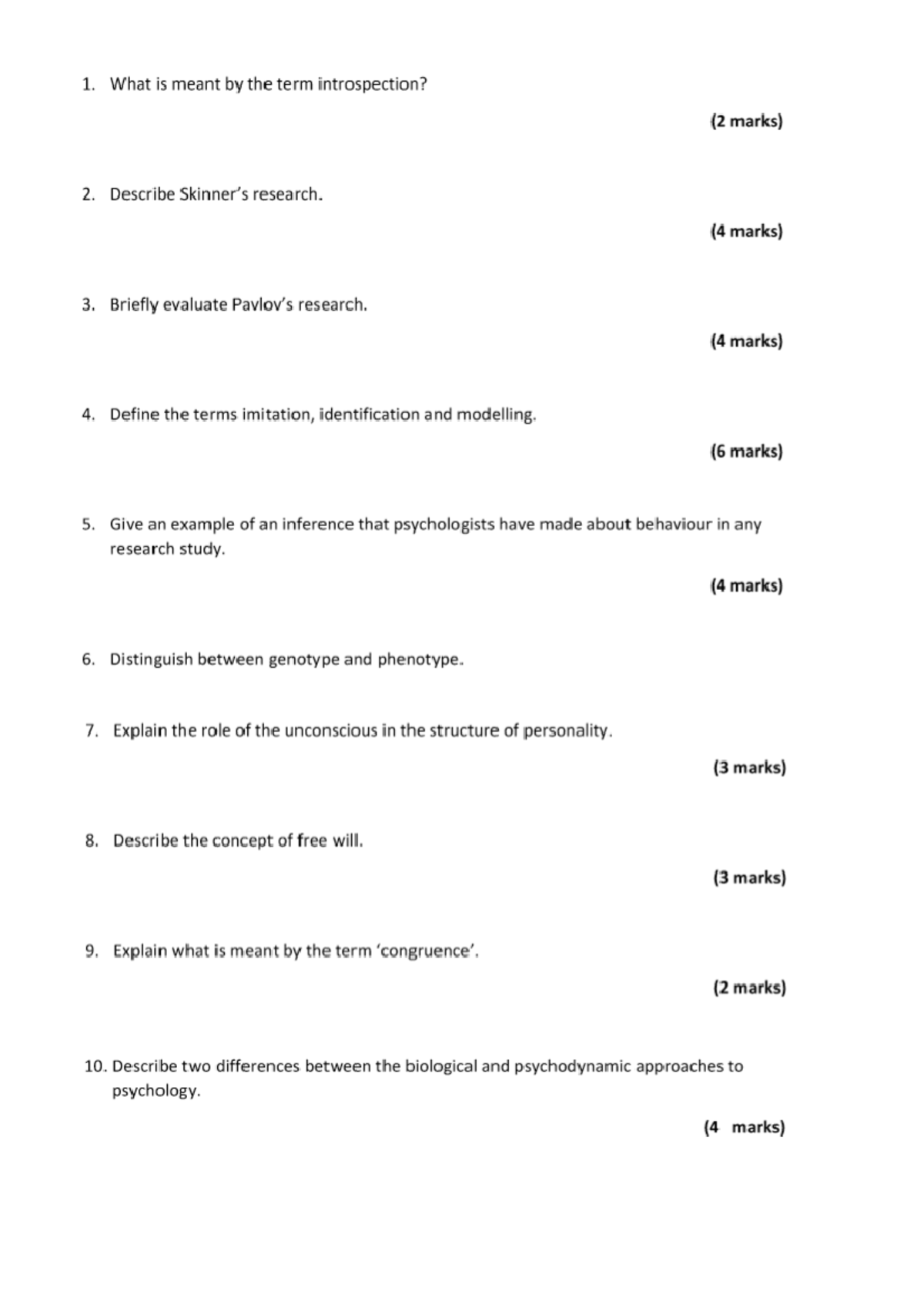 Paper 2 Short Questions - Studocu