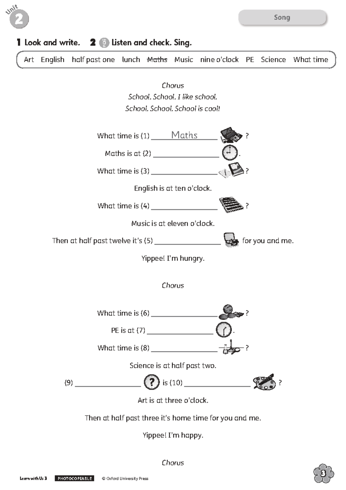 LWU 3 Songs Unit 2 - Look, Write, and Listen Activities - Studocu