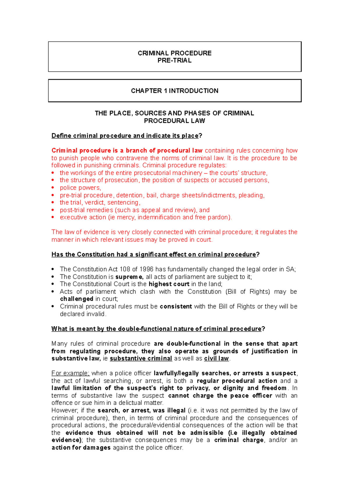 Criminal Procedure in South Africa: An Overview of Its Foundations ...