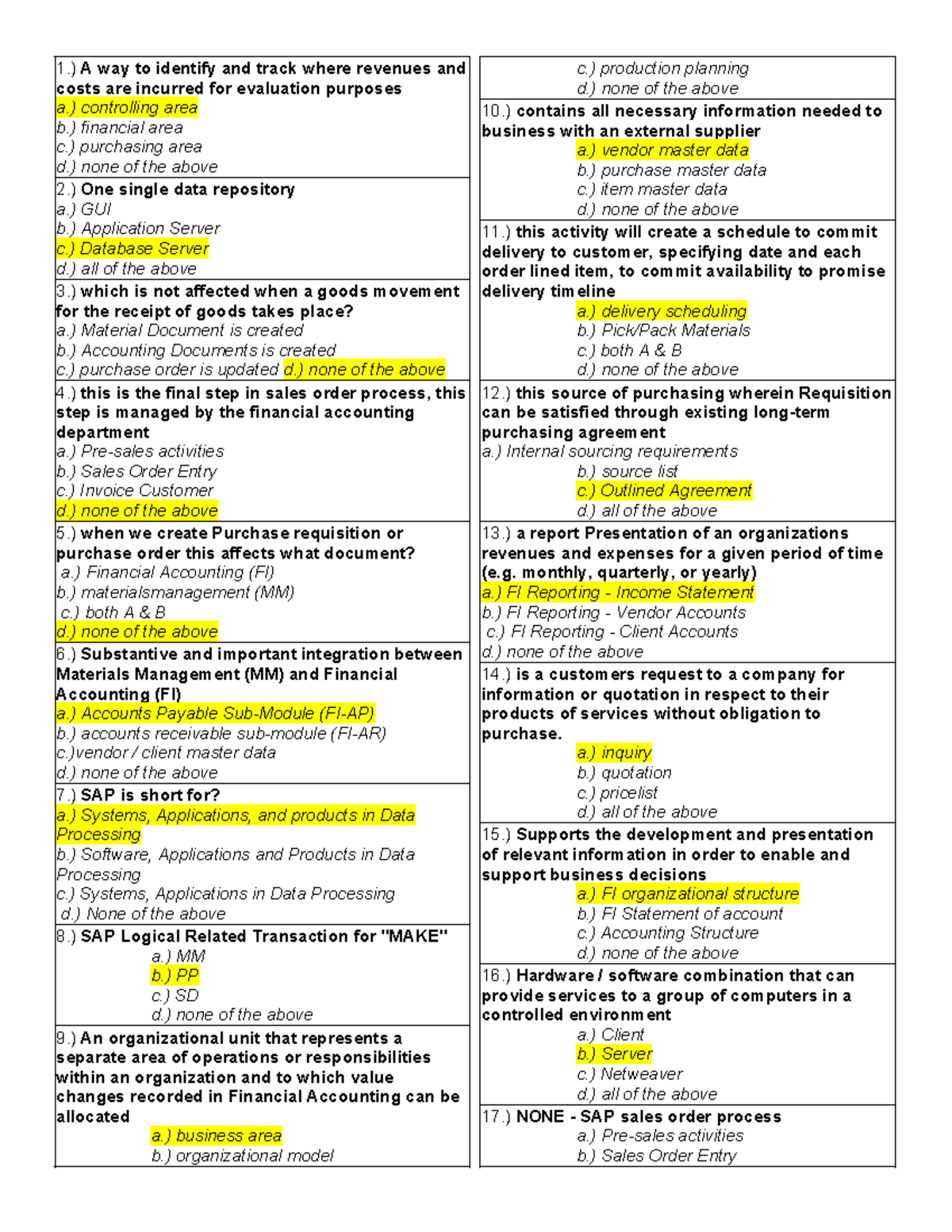 SAP-Reviewer - Comprehensive SAP Quiz Review Notes - Studocu