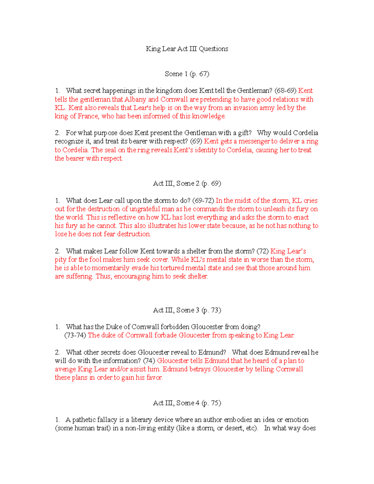 Lear act 3 questions - King Lear Act III Questions Scene 1 (p. 67) What ...