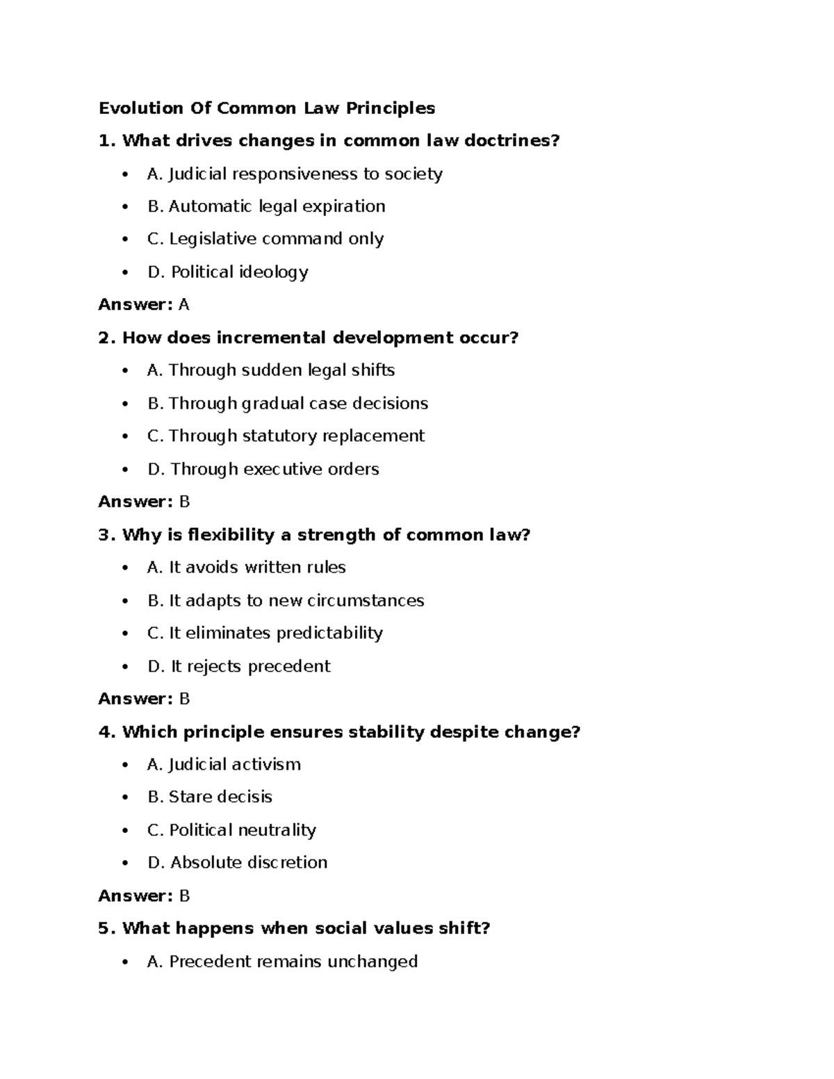 Common Law Principles: Key Concepts and Changes - Studocu