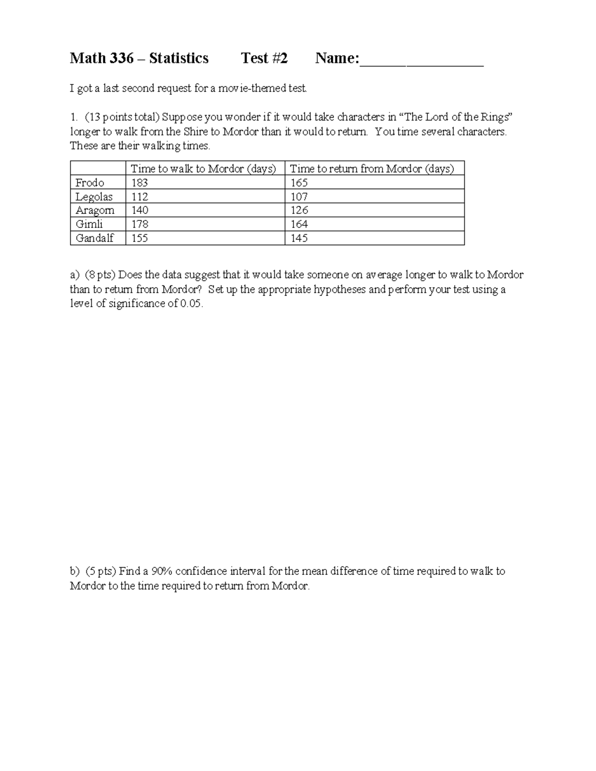 Math 336 practice exam #2: statistics test review and solutions - Studocu