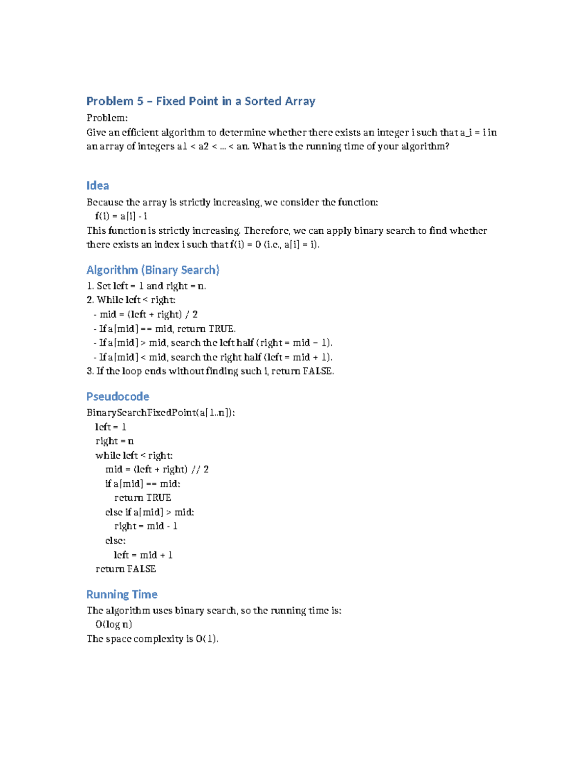 Fixed Point Binary Search Algorithm Analysis - Studocu
