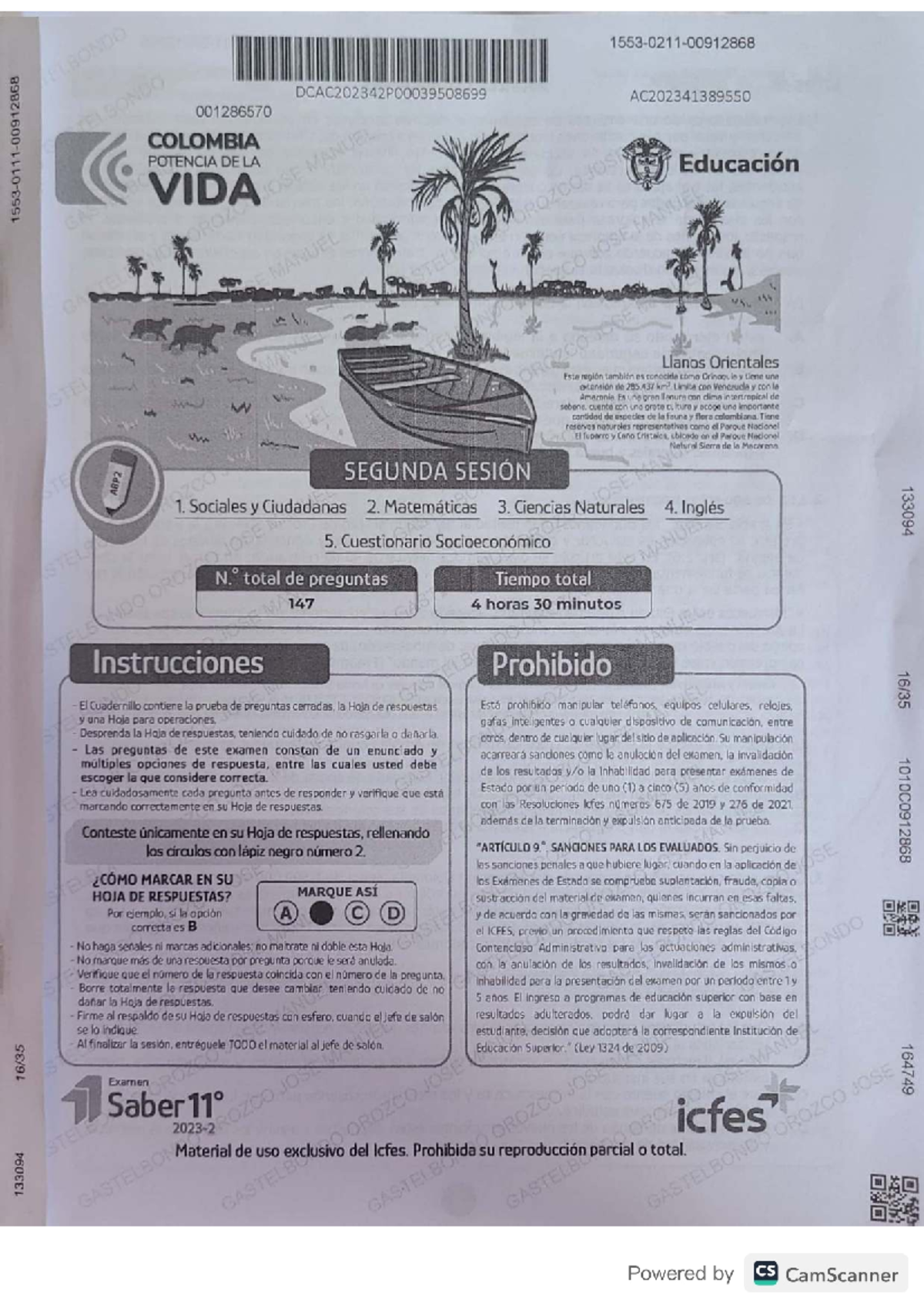 Saber 11 ICFES - Examen de Sociales y Ciudadanas - Agosto 2023 - Studocu