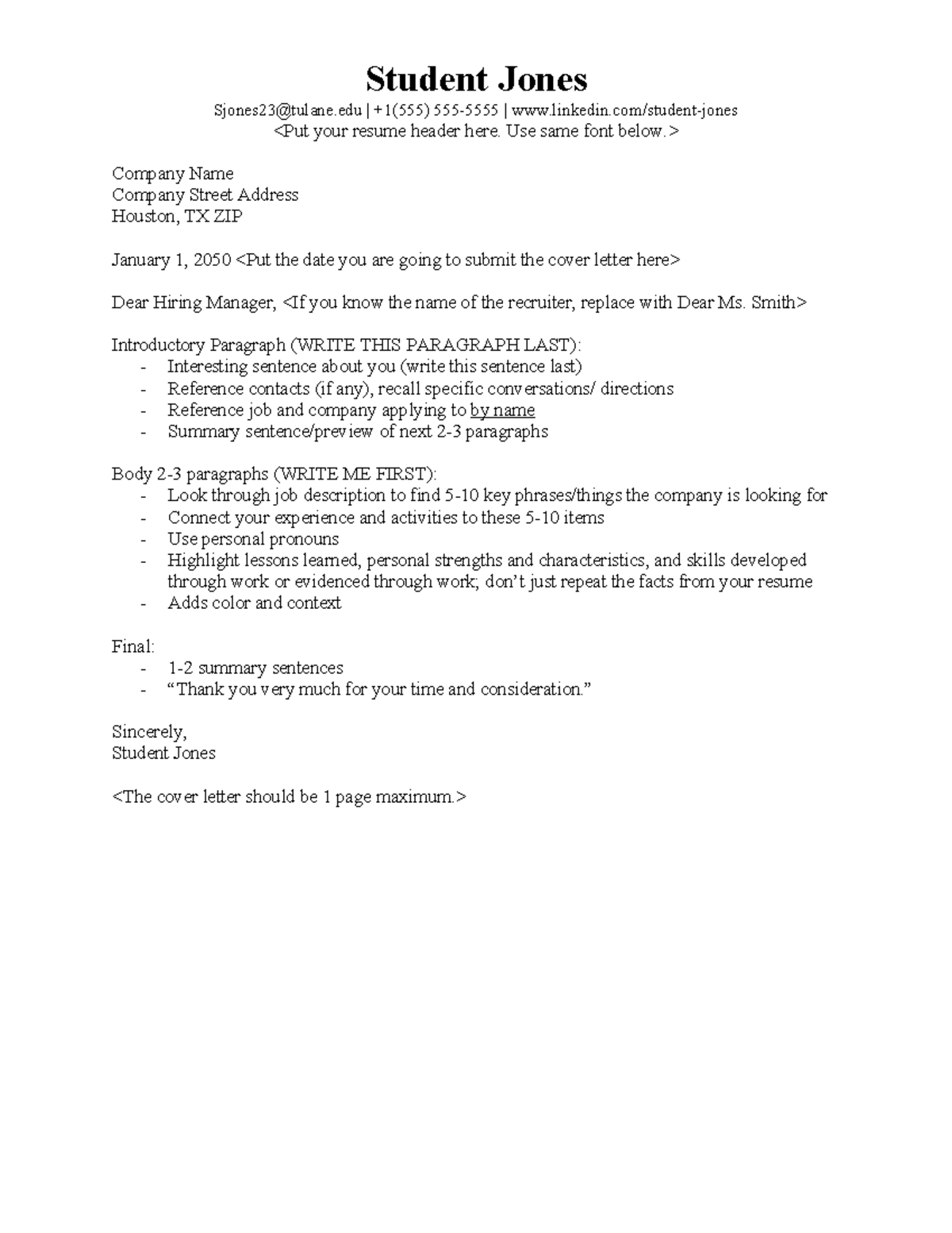 Cover Letter Template 2.1 for Job Applications - Studocu