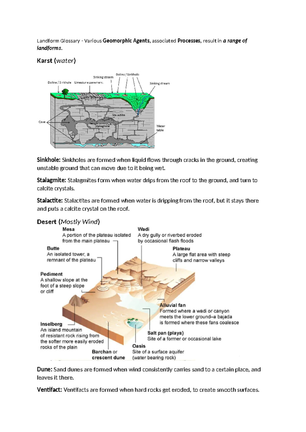 4. Landform Glossary: Geomorphic Agents & Processes in Geography - Studocu