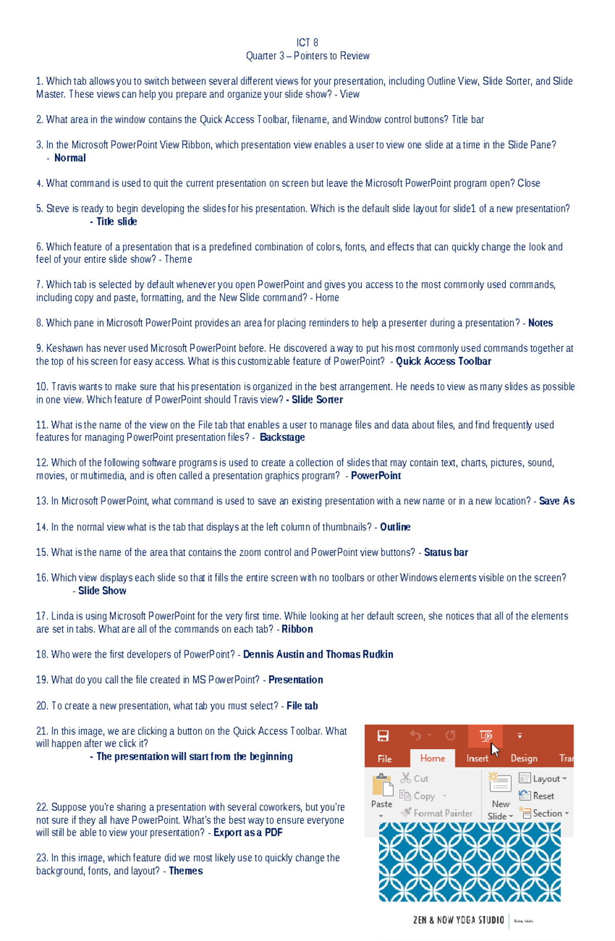 ICT 8 Q3 Periodical Test Study Guide: PowerPoint Essentials - Studocu